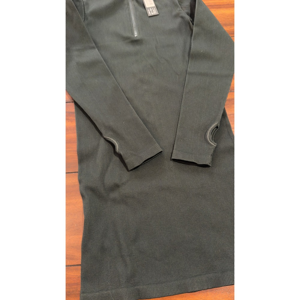 LSKD Minimal‎ Ribbed Seamless Dress Dark Forest Green Quarter Zip Size L NEW NWT - Picture 13 of 14